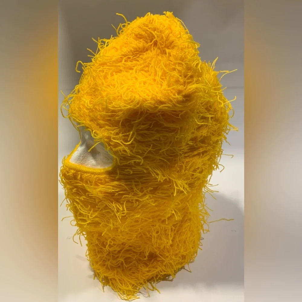 Yellow Knit Face Mask Hat  - Winter Beanie Ski Mask